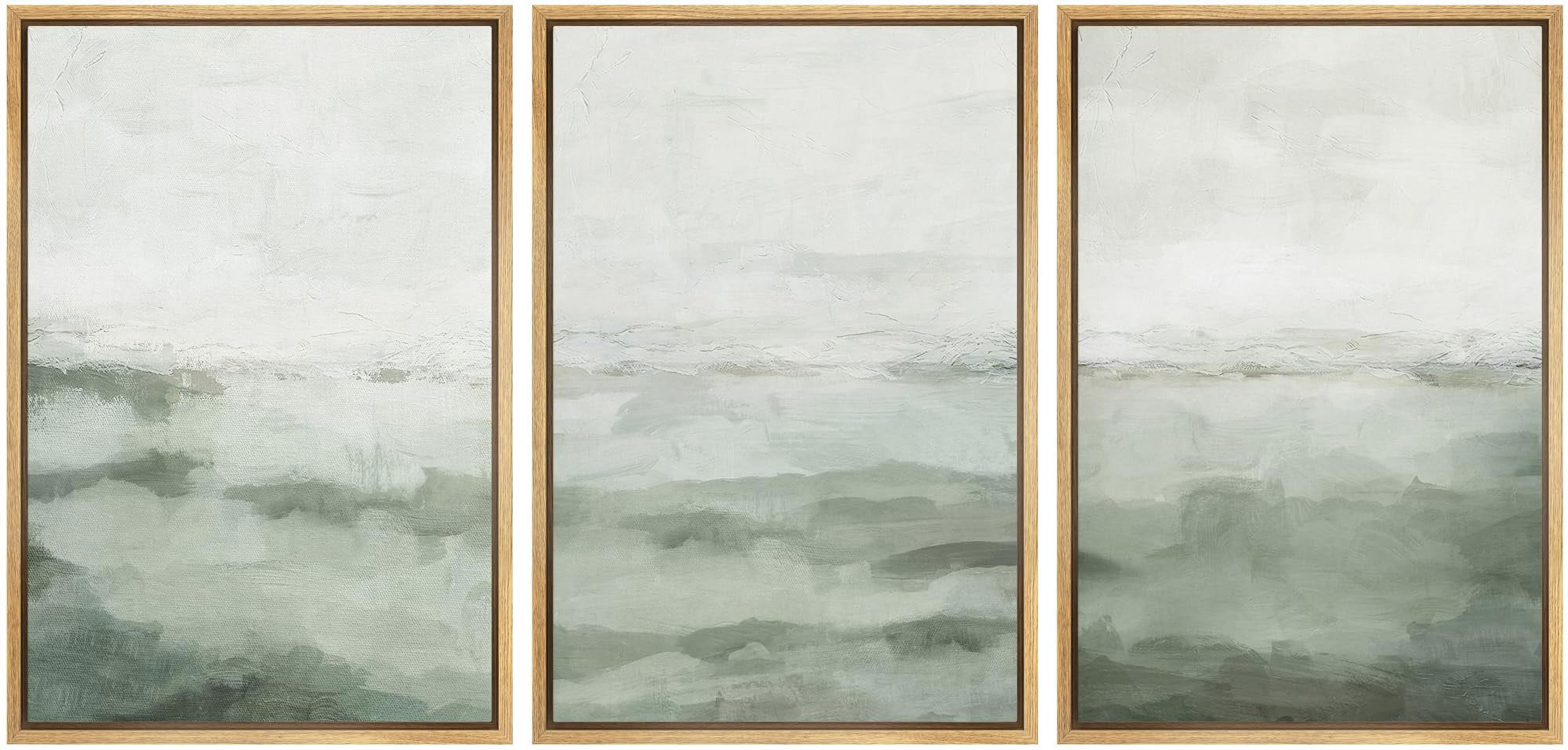 Sage Green Abstract Landscape Framed Canvas Wall Art Set