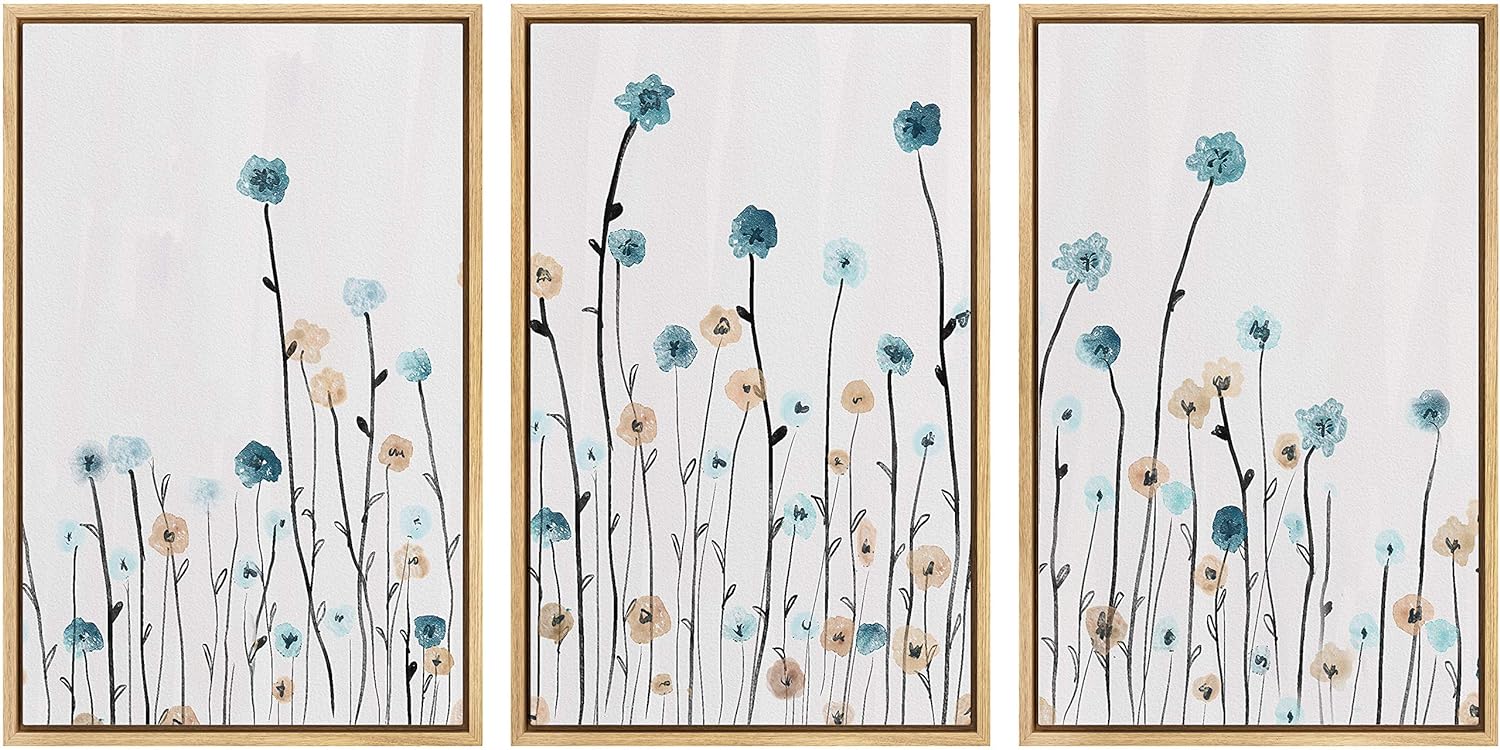 IDEA4WALL Framed Canvas Print Wall Art Set of 3 Retro Abstract Forest ...