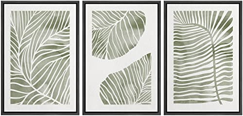 IDEA4WALL Framed Canvas Print Wall Art Set of 3 Retro Abstract Jungle ...