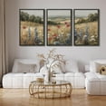 thumbnail image 1 of IDEA4WALL Framed Canvas Print Wall Art Set of 3 Rural Splendor Delicate Wildflowers in Meadow Wall Decor Pastel Colorful Floral Field Art Minimal Nordic Zen Artwork - Black 16"x24"x3, 1 of 5