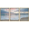 thumbnail image 1 of IDEA4WALL Framed Canvas Print Wall Art Set of 3 Serene Beach Sunset Ocean and Sky Landscape Modern Art Wall Decor Nature Scenery Sea Wave Prints Minimal Artwork For Home Decor - Natural 16"x24"x3, 1 of 5