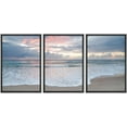 thumbnail image 1 of IDEA4WALL Framed Canvas Print Wall Art Set of 3 Serene Beach Sunset Ocean and Sky Landscape Modern Art Wall Decor Nature Scenery Sea Wave Prints Minimal Artwork For Home Decor - Black 16"x24"x3, 1 of 5