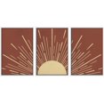 thumbnail image 1 of IDEA4WALL Framed Canvas Print Wall Art Set of 3 Shining Yellow Sun with Line Abstract Illustration Sunlight Rays Astronomy & Space Sky Modern Duotone Digital Art for Home Decor - White 16"x24"x3, 1 of 5