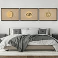 thumbnail image 1 of IDEA4WALL Framed Canvas Print Wall Art Set of 3 Sun, Eye and Crescent Moon with Radiant Lines Modern Art Wall Decor Abstract Geometric Prints Contemporary Minimal Artwork - 24"x36"x3 Black, 1 of 5