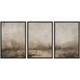 thumbnail image 1 of IDEA4WALL Framed Canvas Print Wall Art Set of 3 Vintage Abstract Landscape Misty Horizons Modern Art Wall Decor Pastel Brown Prints Retro Minimalist Artwork For Home Decor - Black 24"x36"x3, 1 of 5