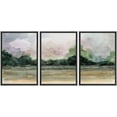 thumbnail image 1 of IDEA4WALL Framed Canvas Print Wall Art Set of 3 Watercolor Pastel Clouds and Terrain Abstract Landscape Nature Wilderness Geometric Wall Decorative Calm/Relax/Cozy for Rooms - Black 24"x36"x3, 1 of 5