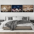 thumbnail image 1 of IDEA4WALL Framed Canvas Print Wall Art Set of 3 Western Sun Shines Over Snowy Mountain Forest Pattern Wall Decor Geometric Landscape Retro Prints Nature Minimal Artwork - 16"x24"x3 Black, 1 of 5