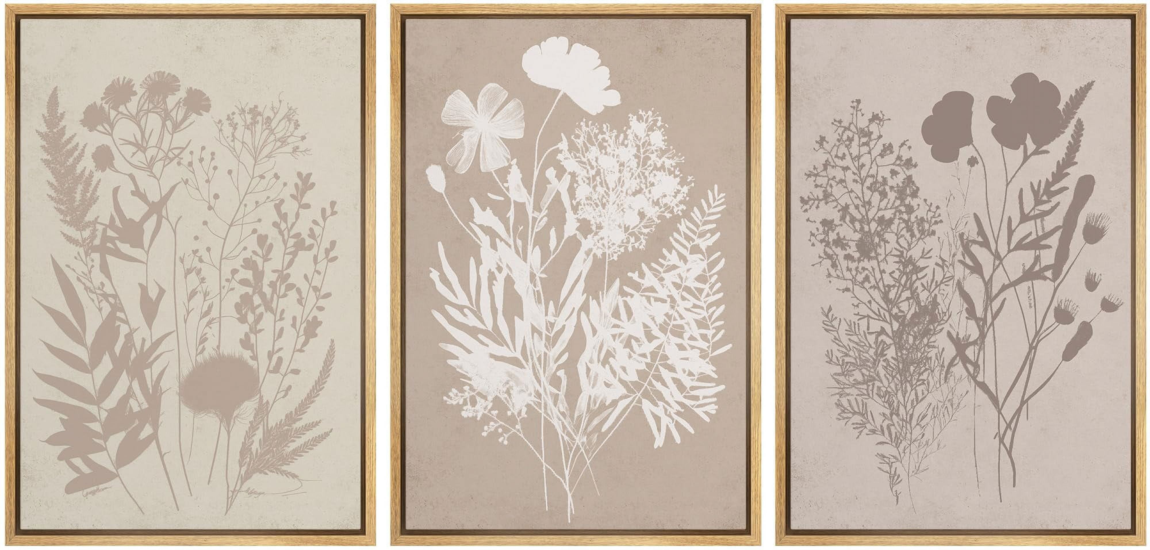 IDEA4WALL Framed Canvas Print Wall Art Set of 3 Wildflower Art Print ...
