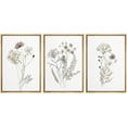 thumbnail image 1 of IDEA4WALL Framed Canvas Print Wall Art Set of 3 Wildflowers Bouquet Nature Wilderness Watercolor Floral Modern Art Boho Abstract Decorative Rustic Chic Artwork for Home Decor - Natural 24"x36"x3, 1 of 5