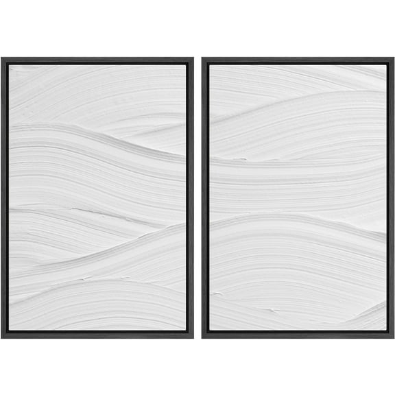 IDEA4WALL Framed Canvas Print Wall Art Set Abstract Expressionist Subtle Elegance and Soft Contours Illustration Modern White Digital Art Wall Decor Minimal for Home Decor - Black 24"x36"x2
