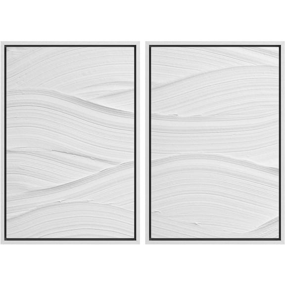IDEA4WALL Framed Canvas Print Wall Art Set Abstract Expressionist Subtle Elegance and Soft Contours Illustration Modern White Digital Art Wall Decor Minimal for Home Decor - White 16"x24"x2