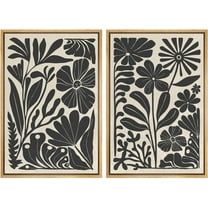 IDEA4WALL Framed Canvas Print Wall Art Set Abstract Floral Botanical Black & White Modern Art Boho Wall Decor Geometric Minimal Artwork for Living Room, Bedroom, Office -