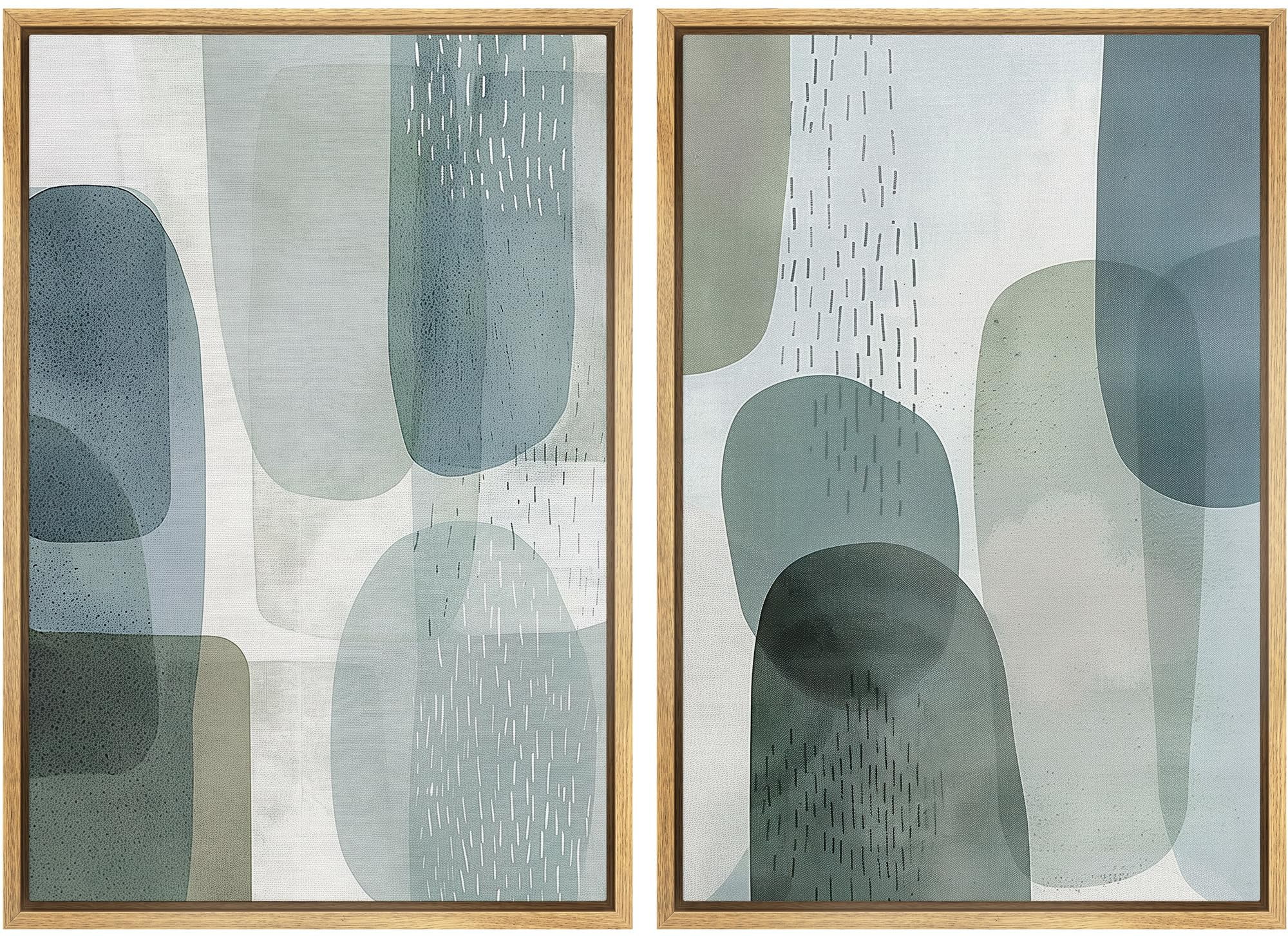 IDEA4WALL Framed Canvas Print Wall Art Set Abstract Geometric Pastel ...