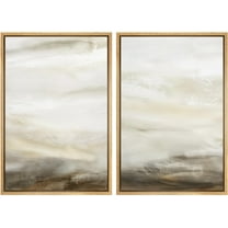 IDEA4WALL Framed Canvas Print Wall Art Set Abstract Indistinct Tornado Landscape Digital Art Neutral Cool and Neutral Tones Wall Decorative Zen Minimal Artwork for Home Decor - Natural 24"x36"x2