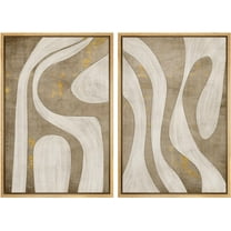 IDEA4WALL Framed Canvas Print Wall Art Set Abstract Organic Curves Beige and White Illustration Minimalist Neutral Modern Art Elegant Vintage Wall Decor Minimal for Bedroom - Natural 24"x36"