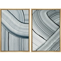 IDEA4WALL Framed Canvas Print Wall Art Set Black Gray Pastel Paint Stroke Abstract Illustrations Fine Art Decor Bohemian Minimalist Artwork for Living Room, Bedroom, Office - Natural 24"x36"x2