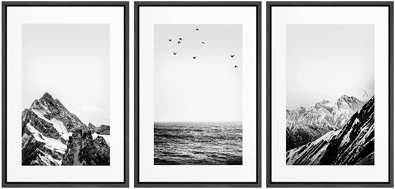 Black Framed Nature Landscape Canvas Print Set