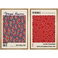 thumbnail image 1 of IDEA4WALL Framed Canvas Print Wall Art Set Blue Red Dots by Yayoi Kusama Fine Art Japanese Geometric Wall Decoration Classic Abstract Artwork for Living Room, Bedroom, Office - 24"x36"x2 Natural, 1 of 5