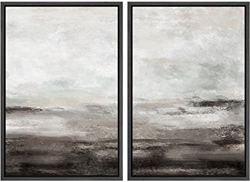 IDEA4WALL Framed Canvas Print Wall Art Set Brown and Gray Grunge Paint ...