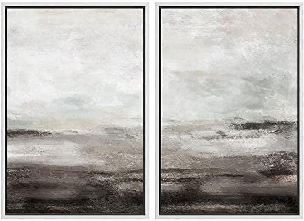 IDEA4WALL Framed Canvas Print Wall Art Set Brown and Gray Grunge Paint ...