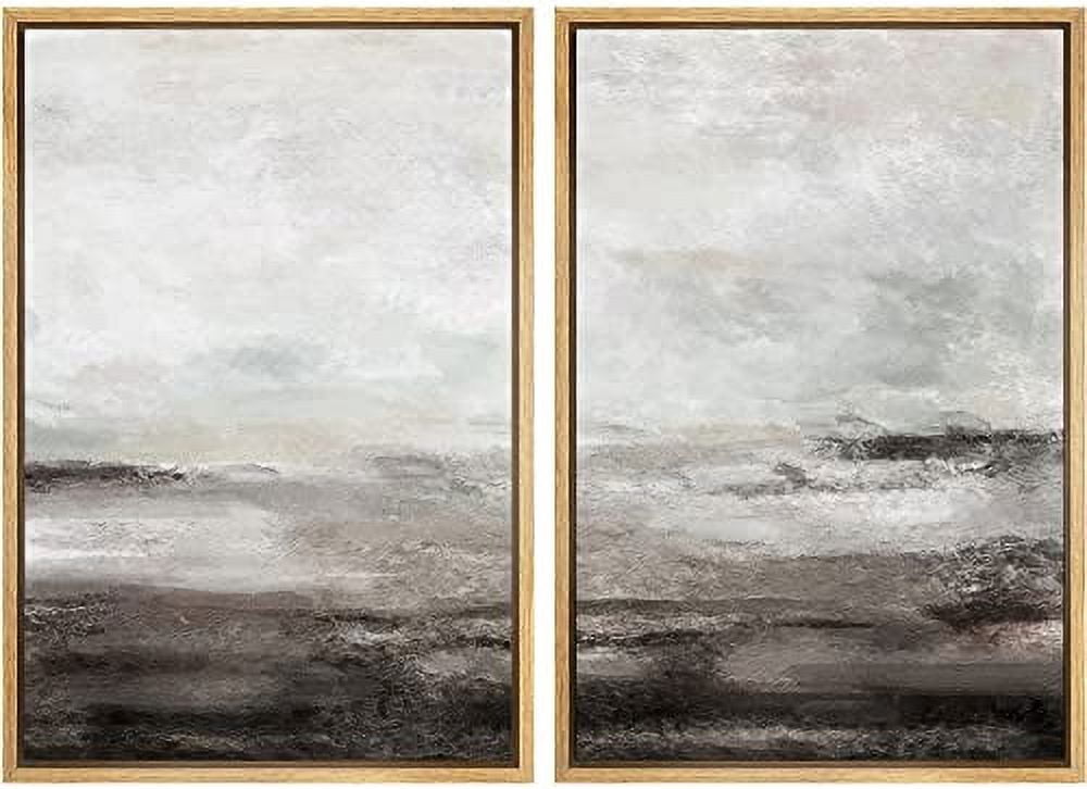 IDEA4WALL Framed Canvas Print Wall Art Set Brown and Gray Grunge Paint ...