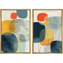 IDEA4WALL Framed Canvas Print Wall Art Set Colorful Polygon Abstract Dots Modern Art Multicolor Geometric Wall Decoration Bohemian Zen Artwork for Living Room, Bedroom, Office - 24"x36"x2 Natural