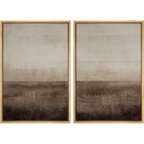 IDEA4WALL Framed Canvas Print Wall Art Set Earthen Layers Abstract Earth Tone Illustrations Digital Art Retro Art Indistinct Wall Decor Minimal Cool Artwork for Home Decor - Natural 16"x24"x2