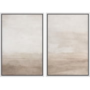 IDEA4WALL Framed Canvas Print Wall Art Set Gentle Hills and Soft Grey Digital Art Mid-Century Modern Expressive Abstract Art Wall Decor Minimalist Neutral for Home Decor - White 24x36x2