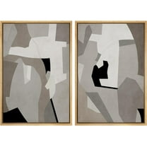 IDEA4WALL Framed Canvas Print Wall Art Set Geometric Abstract Contemporary Illustration Tan & Earth Tone Digital Art Neutral Modern Wall Decor Boho Minimal for Bedroom, Office - Natural 24"x36"