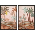 thumbnail image 1 of IDEA4WALL Framed Canvas Print Wall Art Set Geometric Tropical Jungle Palm Tree Landscape Digital Art Decorative Bohemian Colorful Chic Artwork for Living Room, Bedroom, Office - 24"x36"x2 Black, 1 of 5