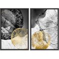thumbnail image 1 of IDEA4WALL Framed Canvas Print Wall Art Set Gold Black Gray Tree Wood Ring Collage Vintage Art Country Decorative Colorful Nature Wilderness Artwork for Living Room, Bedroom, Office - Black 16"x24"x2, 1 of 5