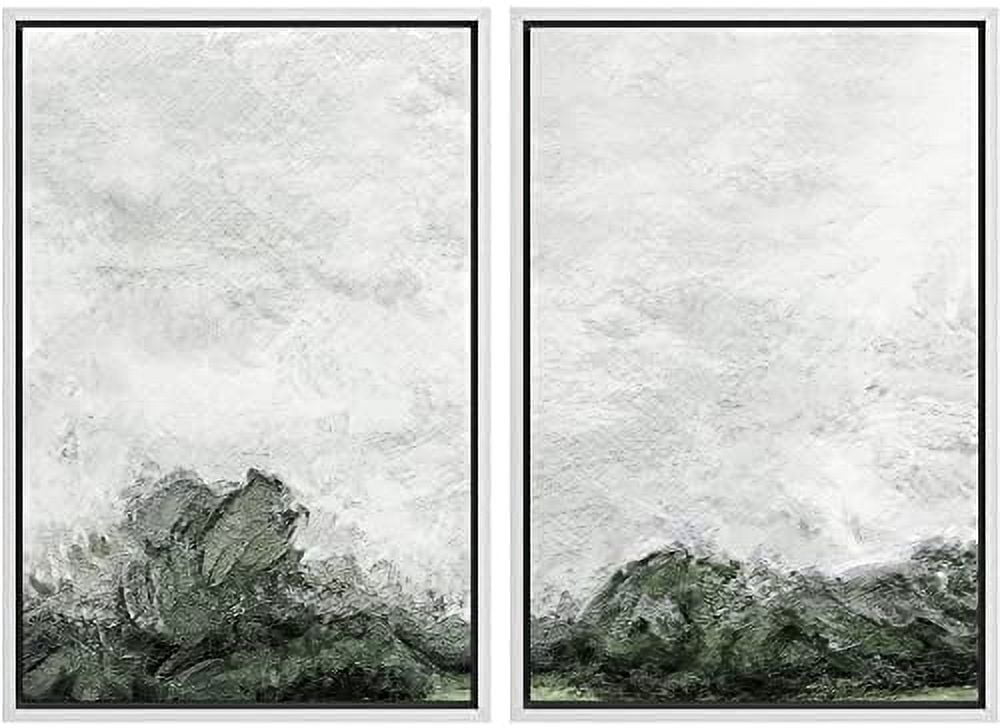 IDEA4WALL Framed Canvas Print Wall Art Set Green & Gray Grunge Paint ...