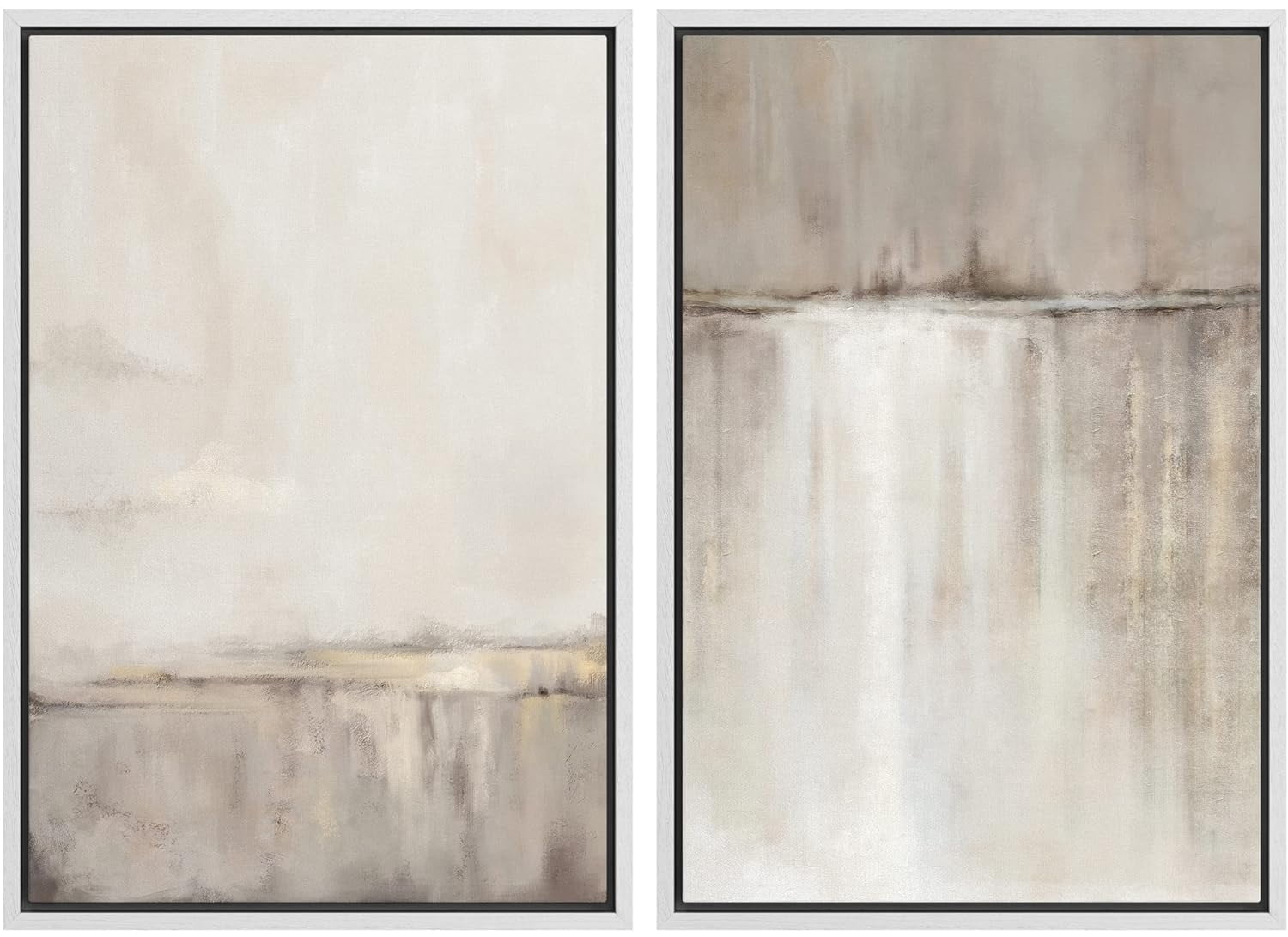 IDEA4WALL Framed Canvas Print Wall Art Set Grunge Duotone Tan Abstract ...