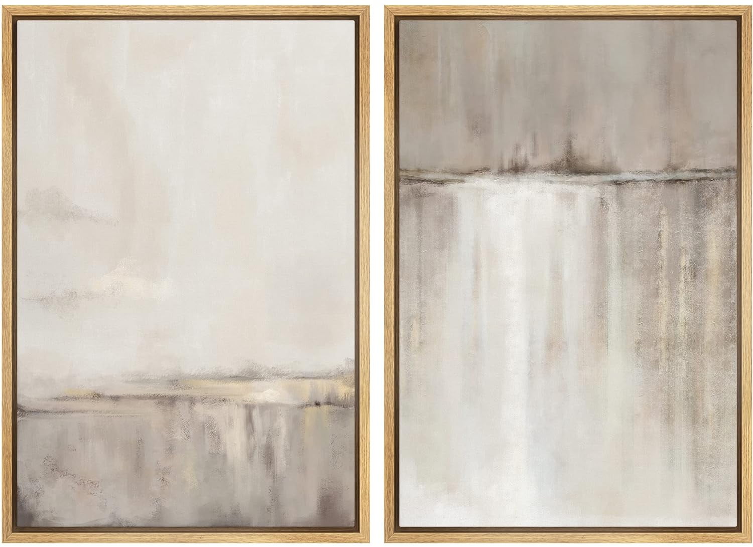 IDEA4WALL Framed Canvas Print Wall Art Set Grunge Duotone Tan Abstract ...