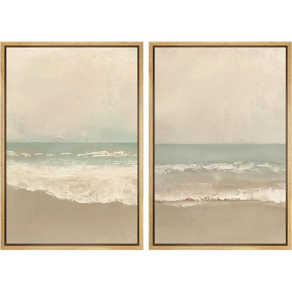 IDEA4WALL Framed Canvas Print Wall Art Set Intertwined Black Lines Digital Art Duotone Abstract Brush Strokes Pop Art Modern Wall Decor Minimal Cool Artwork for Home Decor - Natural 24"x36"x2