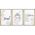 thumbnail image 1 of IDEA4WALL Framed Canvas Print Wall Art Set Jungle Leaf Motivational Buddha Typography Nature Cultural Modern Art Contemporary Decorative for Living Room, Bedroom, Office - 24"x36"x3 Natural, 1 of 5
