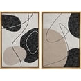thumbnail image 1 of IDEA4WALL Framed Canvas Print Wall Art Set Mid-Century Black Tan Circle Rings Abstract Boho Art Gometric Illustration Modern Decor Digital Art Bohemian Chic Artwork for Home Decor - Natural 24"x36"x2, 1 of 5