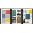 thumbnail image 1 of IDEA4WALL Framed Canvas Print Wall Art Set Mid-Century Colorful Color Block Stripes Abstract Shapes Minimalism Bohemian Decorative for Living Room, Bedroom, Office - 16"x24"x3 Black, 1 of 5
