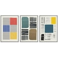 thumbnail image 1 of IDEA4WALL Framed Canvas Print Wall Art Set Mid-Century Colorful Color Block Stripes Abstract Shapes Minimalism Bohemian Decorative for Living Room, Bedroom, Office - 24"x36"x3 White, 1 of 5