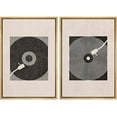 thumbnail image 1 of IDEA4WALL Framed Canvas Print Wall Art Set Mid-Century Geometric Music Record Player Illustrations Vintage Art Minimalism Retro Wall Decor for Living Room, Bedroom, Office - Natural 24"x36"x2, 1 of 5