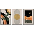 thumbnail image 1 of IDEA4WALL Framed Canvas Print Wall Art Set Mid-Century Geometric Plant Polygon Landscape Abstract Shapes Minimalism Boho Decorative for Home Decor - 16"x24"x3 White, 1 of 5