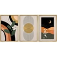 thumbnail image 1 of IDEA4WALL Framed Canvas Print Wall Art Set Mid-Century Geometric Plant Polygon Landscape Abstract Shapes Minimalism Boho Decorative for Home Decor - 24"x36"x3 Natural, 1 of 5