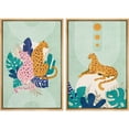 thumbnail image 1 of IDEA4WALL Framed Canvas Print Wall Art Set Mid-Century Modern Tropical Cheetah Abstract Nature Modern Art Decorative Bohemian Geometric Minimalism Prints for Rooms - Natural 16"x24"x3, 1 of 5