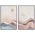 thumbnail image 1 of IDEA4WALL Framed Canvas Print Wall Art Set Mid-Century Mountain Range Moon Sun Abstract Nature Modern Art Minimalist Chic Relax/Calm for Living Room, Bedroom, Office - White 24"x36"x3, 1 of 5