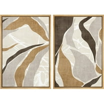 IDEA4WALL Framed Canvas Print Wall Art Set Minimalist Hills and Valleys Earthy Neutral Tones Brown Accents Digital Art Minimalist Neutral Artwork Clam/Relax for Home Decor - Natural 24"x36"x2