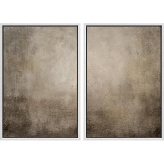 IDEA4WALL Framed Canvas Print Wall Art Set Minimalist Indistinct Brown Illustrations Digital Art Abstract Retro Art Modern Wall Decor Minimal Zen Cool Artwork for Home Decor - White 16"x24"x2
