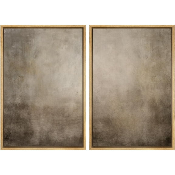 IDEA4WALL Framed Canvas Print Wall Art Set Minimalist Indistinct Brown Illustrations Digital Art Abstract Retro Art Modern Wall Decor Minimal Zen Cool Artwork for Home Decor - Natural 24"x36"x2