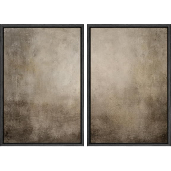 IDEA4WALL Framed Canvas Print Wall Art Set Minimalist Indistinct Brown Illustrations Digital Art Abstract Retro Art Modern Wall Decor Minimal Zen Cool Artwork for Home Decor - Black 24"x36"x2
