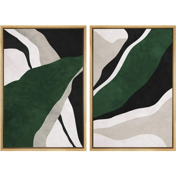 IDEA4WALL Framed Canvas Print Wall Art Set Mixed Colors Geometric Shape Abstract Patterns Modern Art Decorative Bohemian Chic Artwork for Living Room, Bedroom, Office - Natural 24"x36"x3