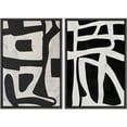 thumbnail image 1 of IDEA4WALL Framed Canvas Print Wall Art Set Monochrome Abstract Black & White Dynamic Forms Illustrations Modern Abstract Color Blocks Digital Art Wall Decor Boho for Home Decor - 24"x36"x2 Black, 1 of 5
